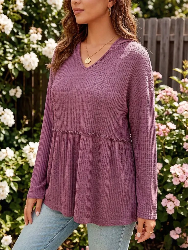 Casual V-Neck Long Sleeve Blouse