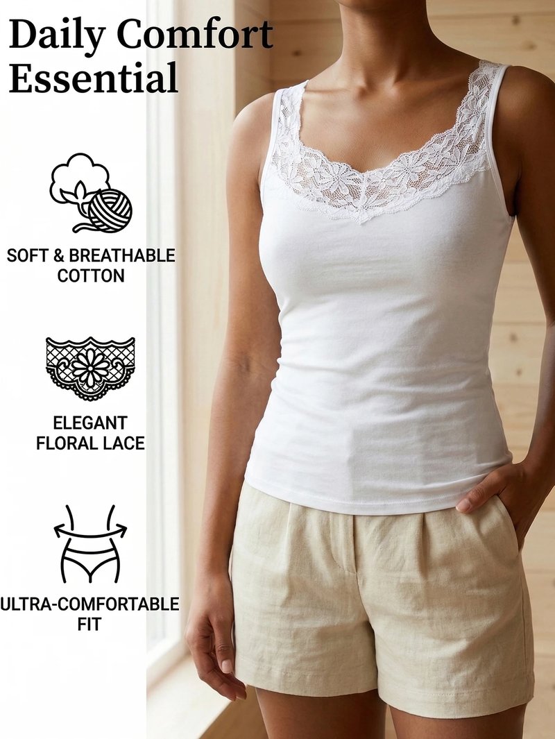 Elegant Lace Trim V-Neck Camisole