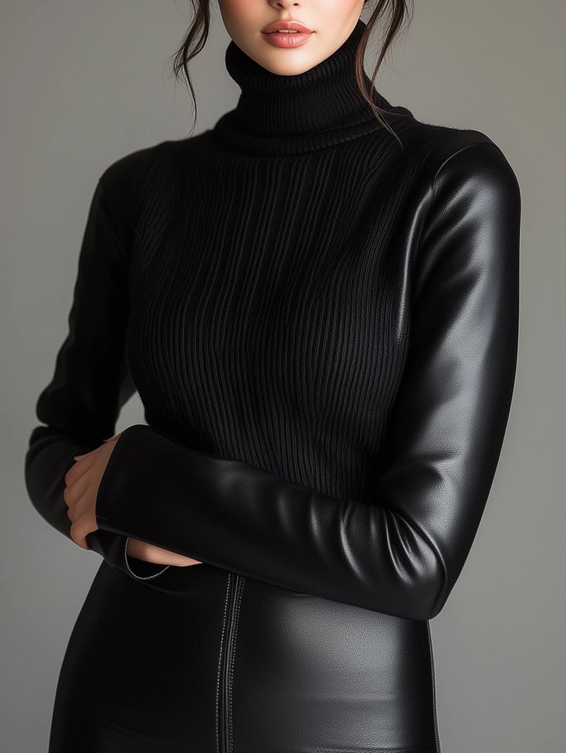 Chic High Neck Patchwork Sweater