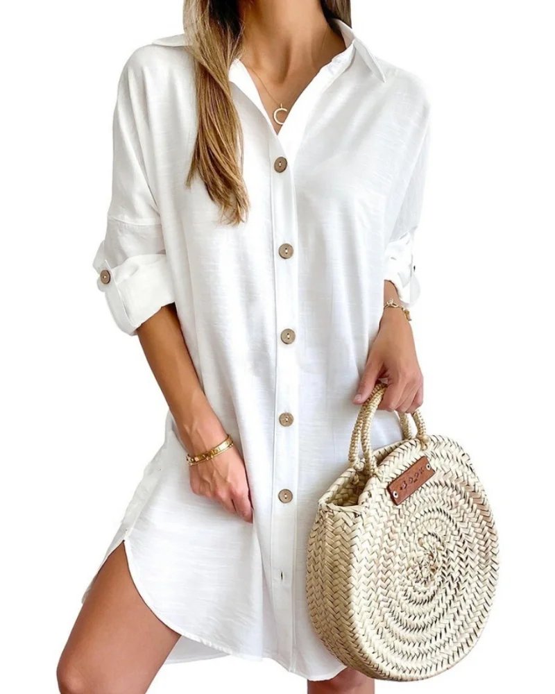 Chic Long Sleeve Button-Down Dress