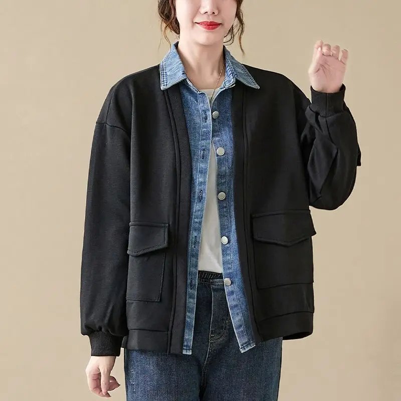 Casual Denim Patchwork Jacket for Women