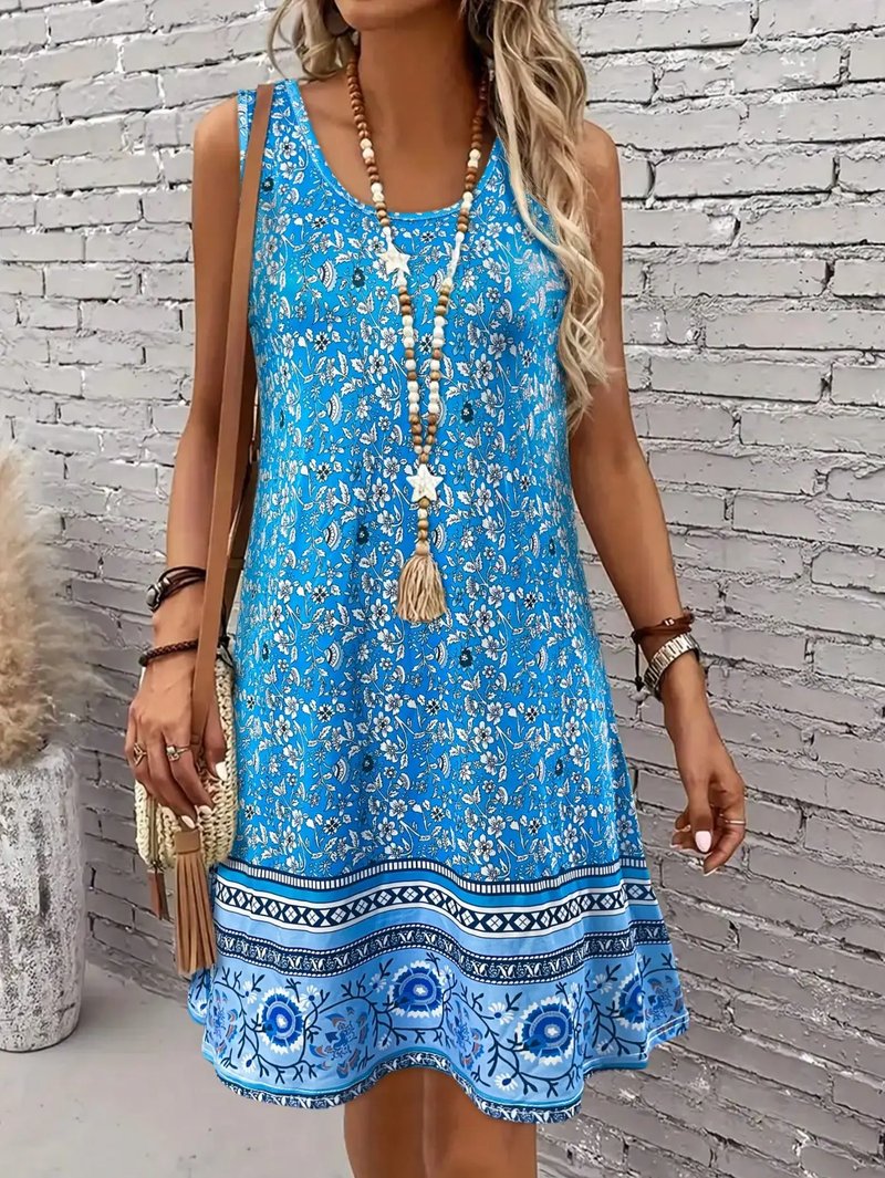 Boho Floral Print Summer Dress