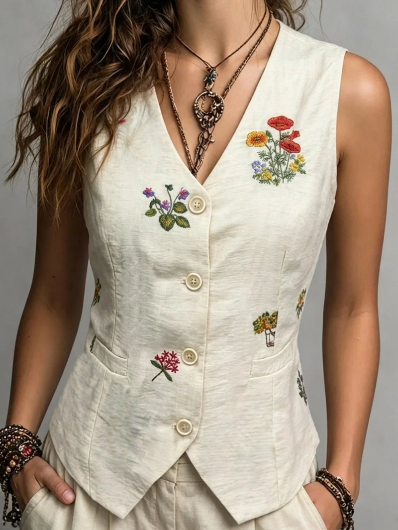 Elegant Women's Linen Waistcoat