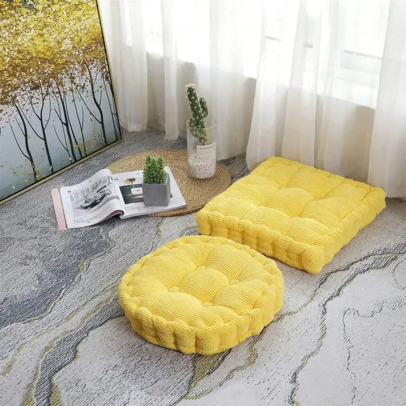 Set of 2 Velvet Floor Cushions