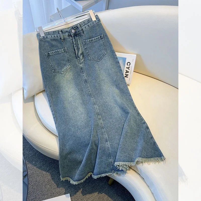 Trendy High Waist Denim Skirt