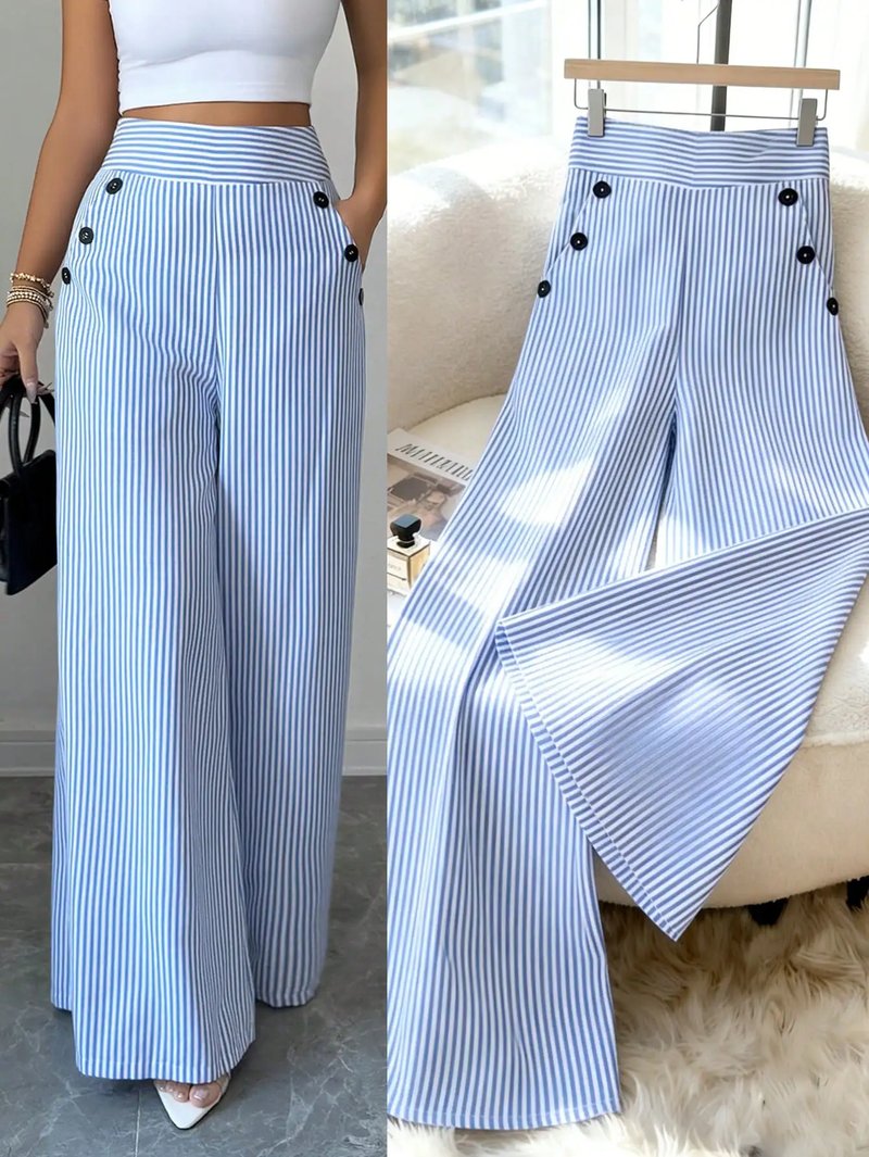 Chic Striped Wide-Leg Pants