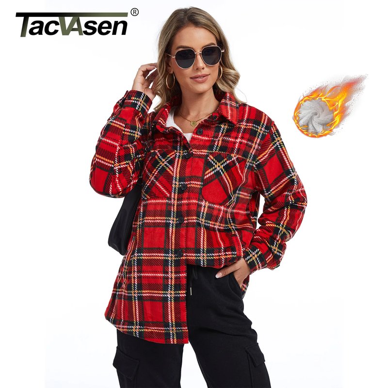 TACVASEN Women's Fleece Flannel Jacket