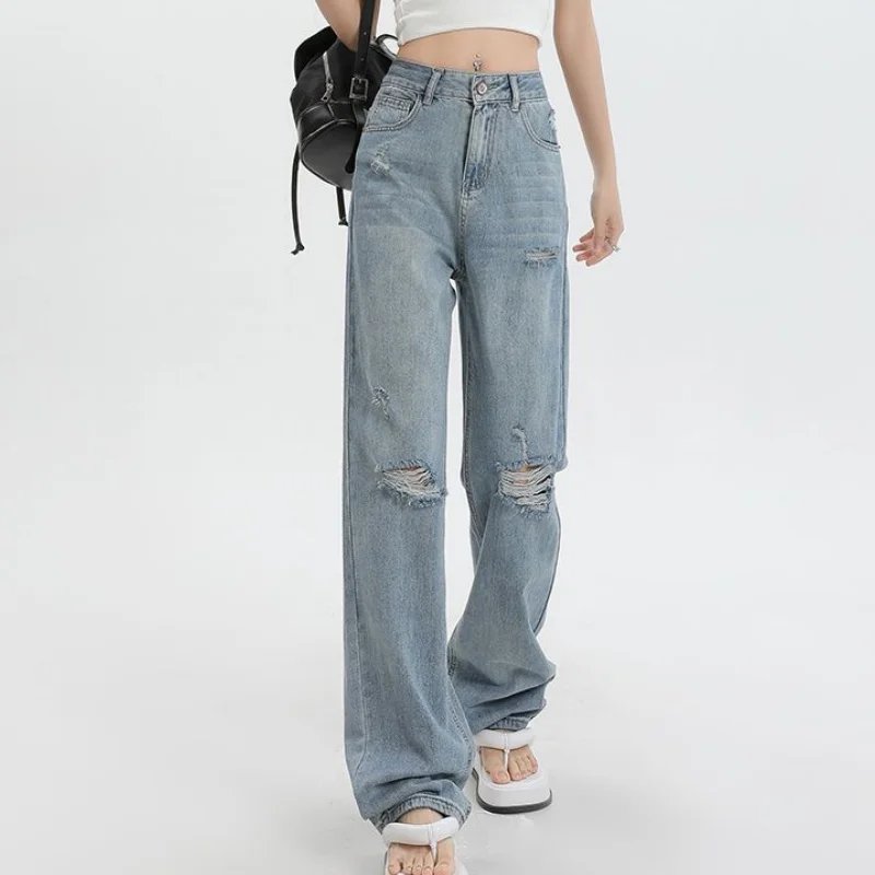 Chic High-Waist Ripped Jeans