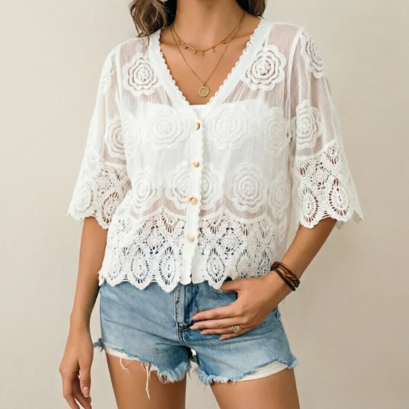 Bohemian Floral Lace Blouse