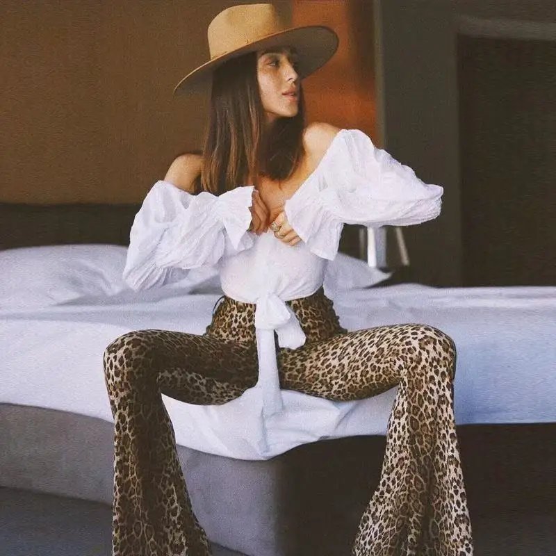 Leopard Print Wide Leg Trousers