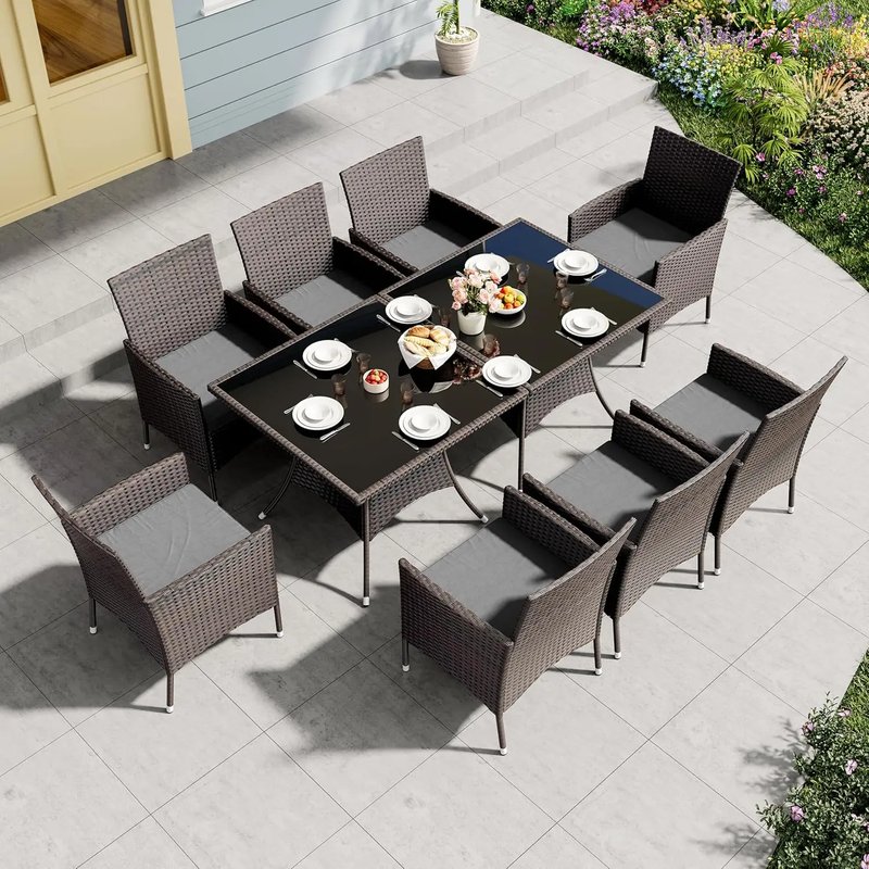 10-Piece Rattan Patio Dining Set
