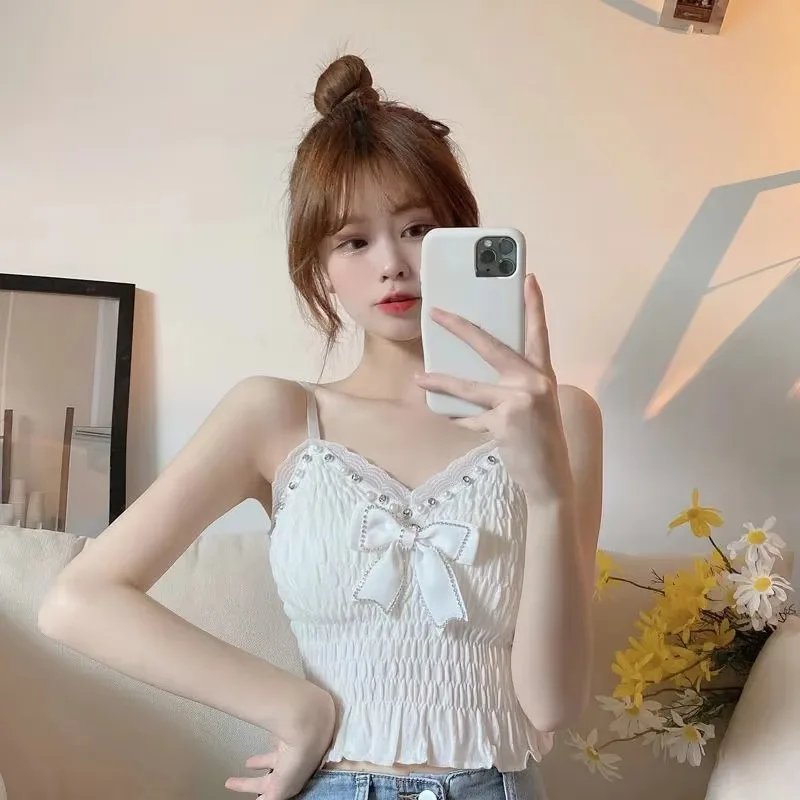 Elegant Lace Bow Crop Top