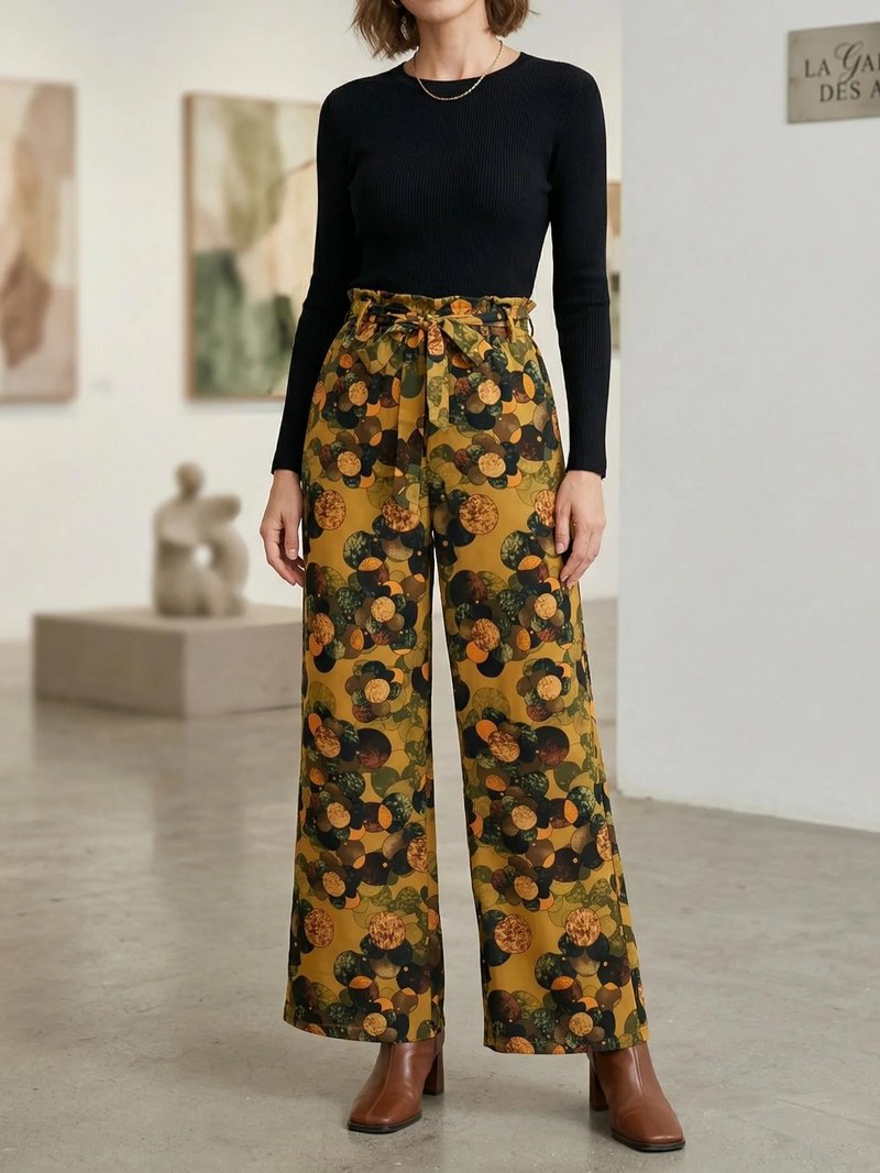 Vintage Floral Wide Leg Pants