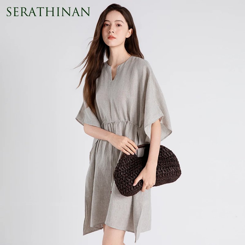 Elegant Linen V-Neck Dress