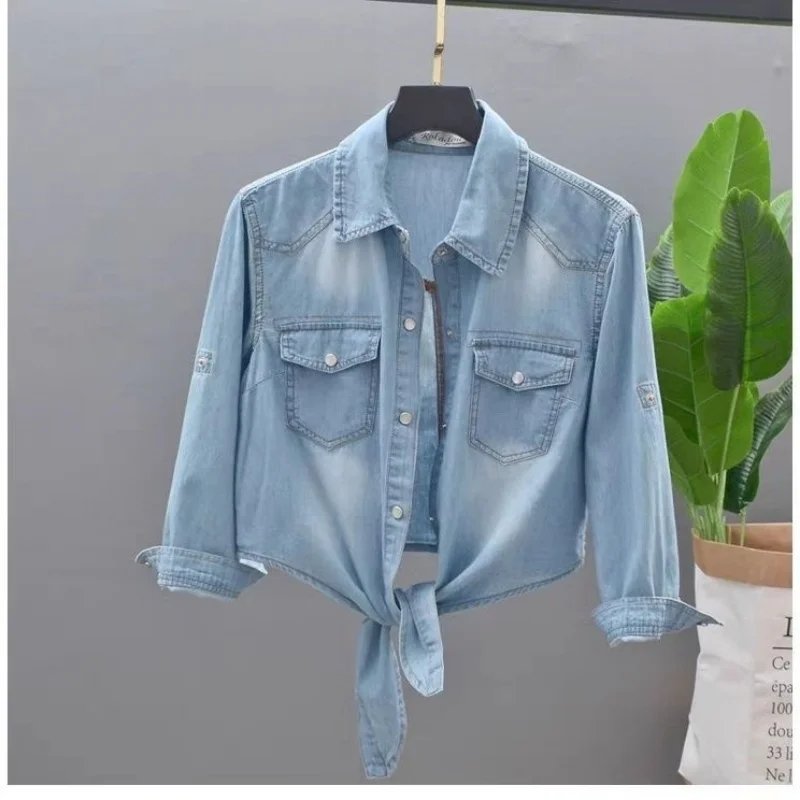Cropped Denim Shirt for Women