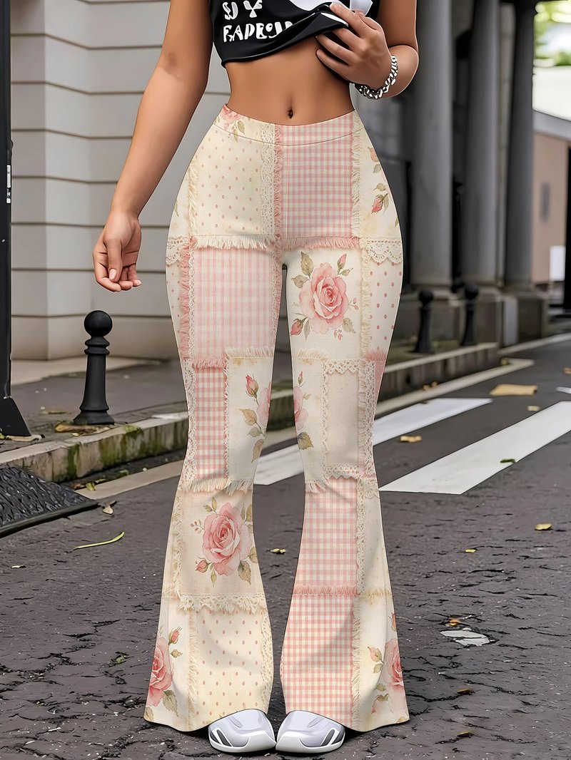 Elegant Floral Flare Pants