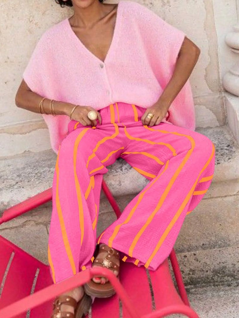 Chic Vertical Stripe Wide-Leg Pants