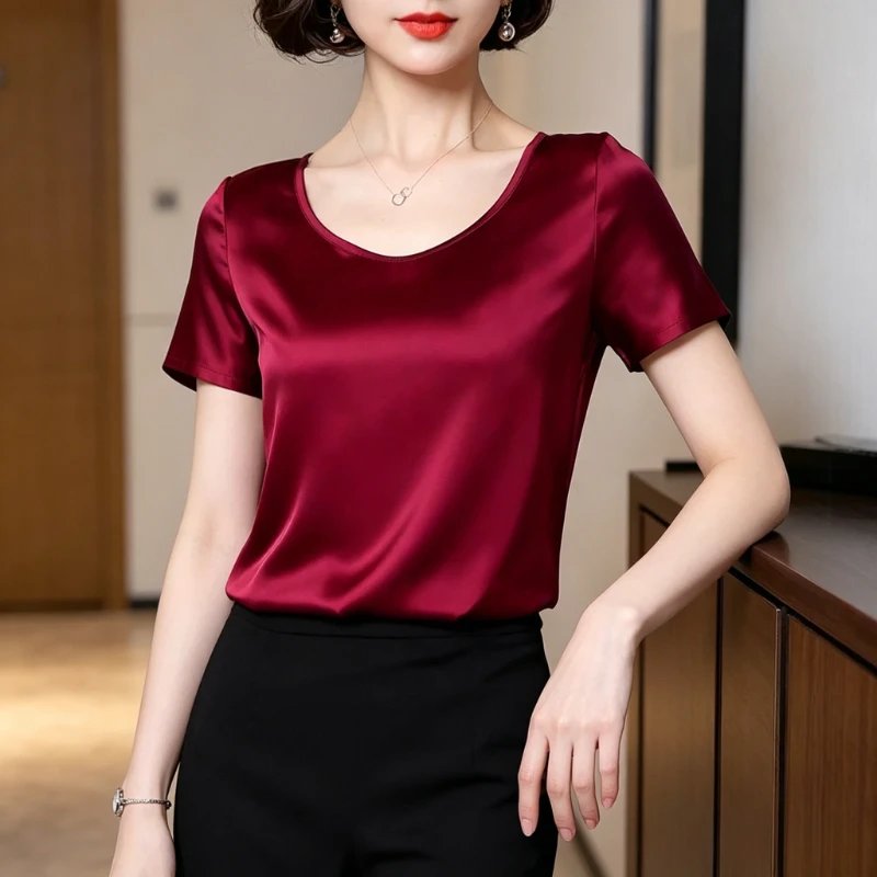 Elegant Satin Summer Blouse