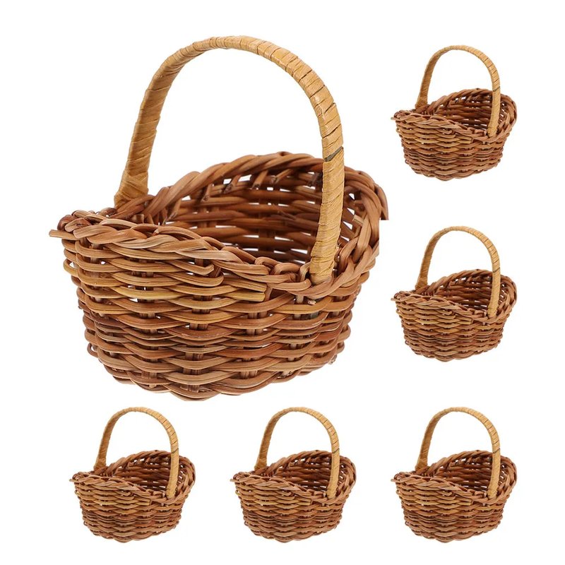 Handcrafted Rattan Mini Baskets - Set of 6