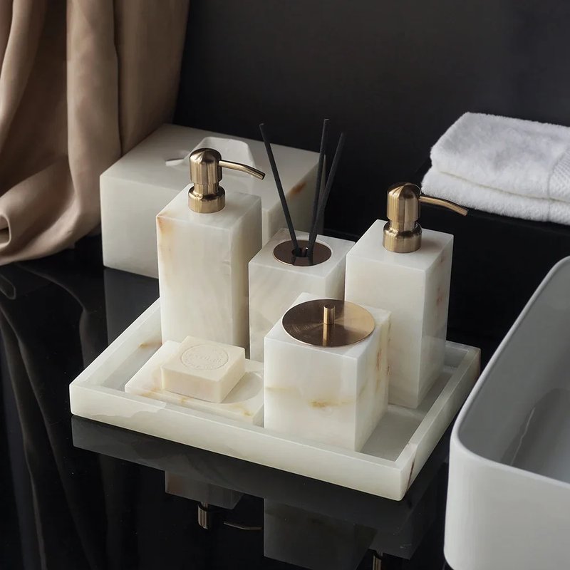 Elegant White Onyx Bathroom Set