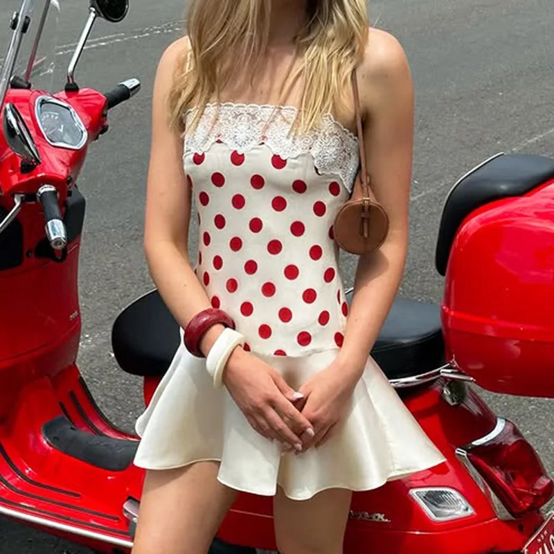 Chic Lace Polka Dot Mini Dress
