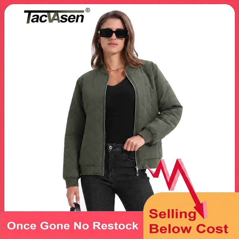 TACVASEN Women's Quilted Bomber Jacket