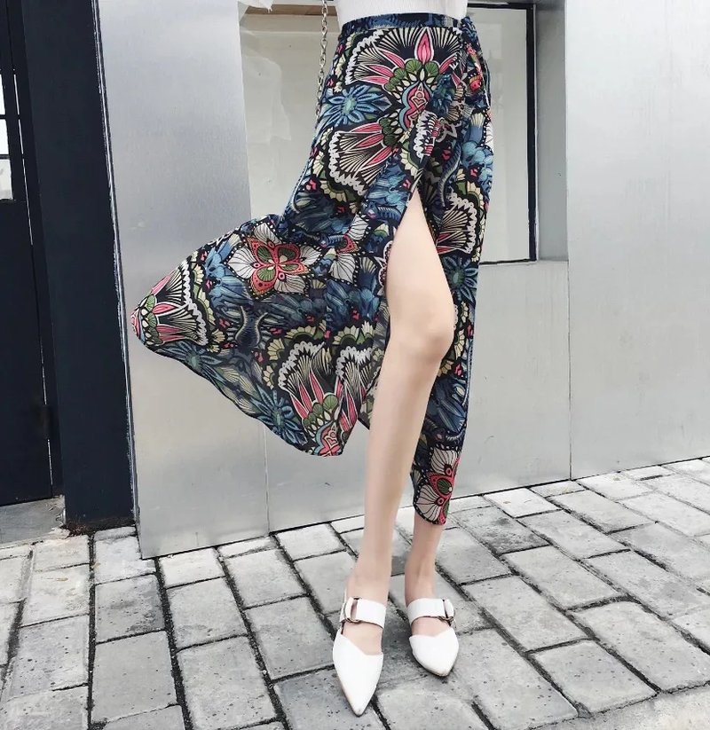 Boho Floral High Waist Maxi Skirt