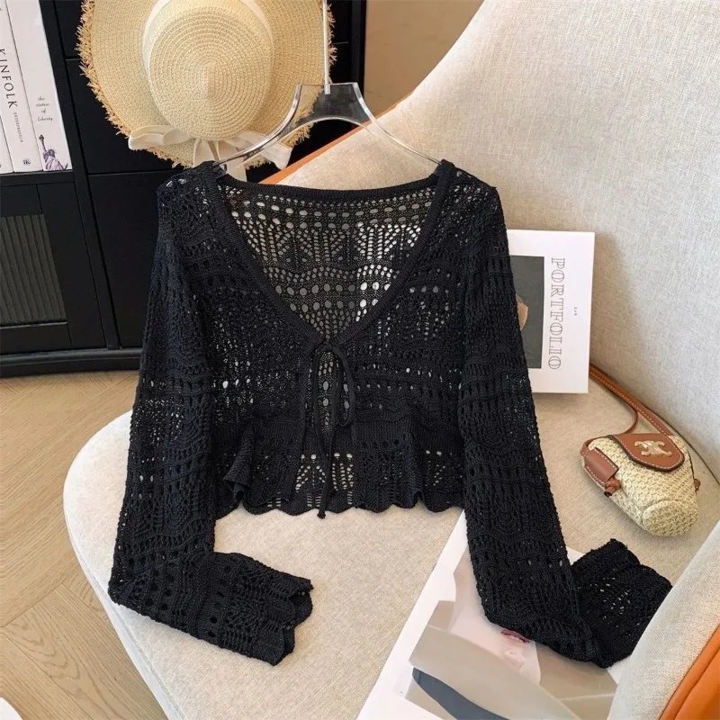 Boho Crochet Cardigan with Tie Front