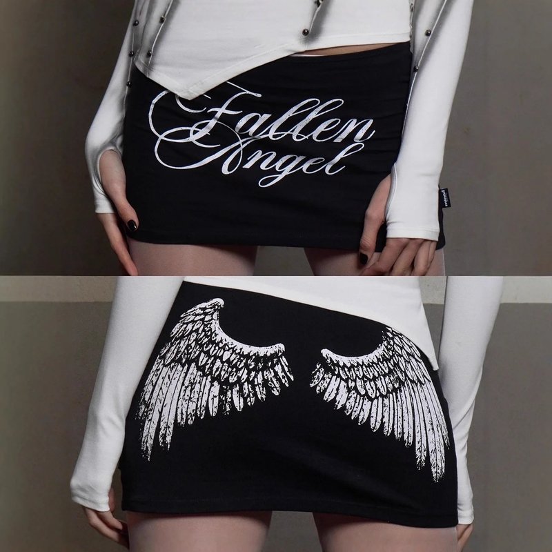 Trendy Letter Print Wrap Skirt