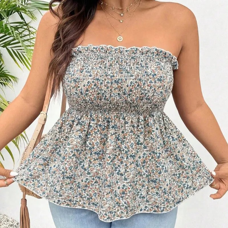 Plus Size Floral Bandeau Top