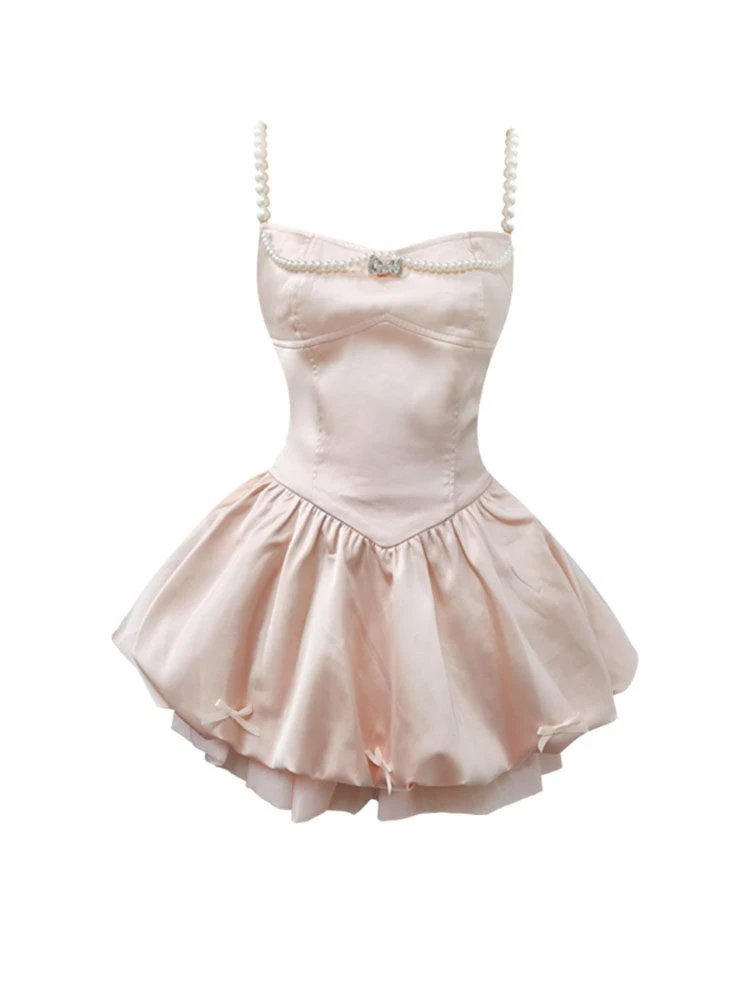 Plus Size Pearl Chain Puffy Dress
