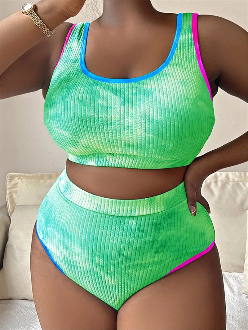 Plus Size Ribbed Two-Piece Swimsuit