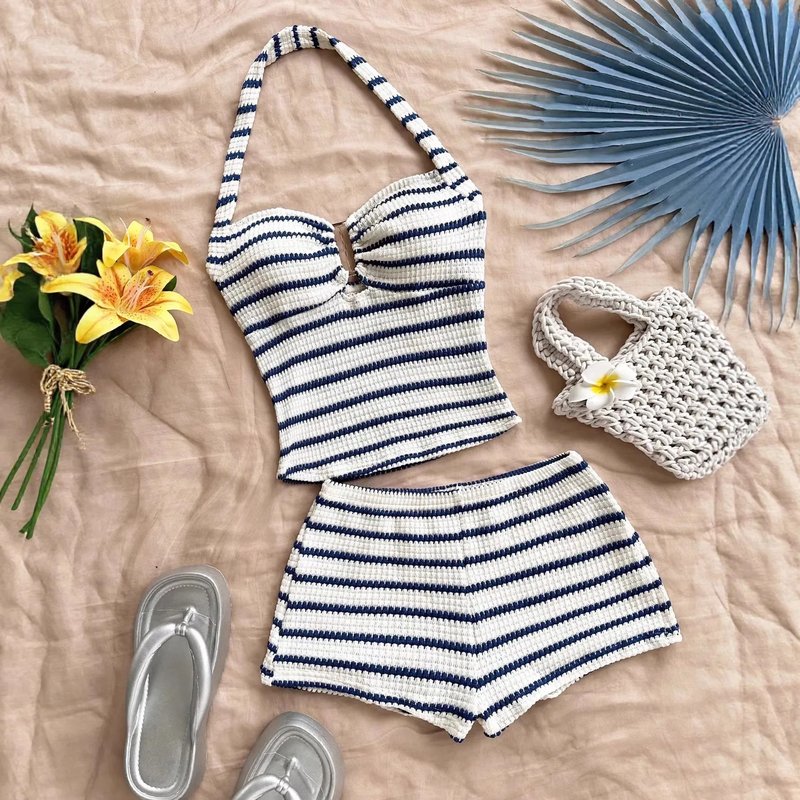 Chic Crochet Halter Top & Shorts Set