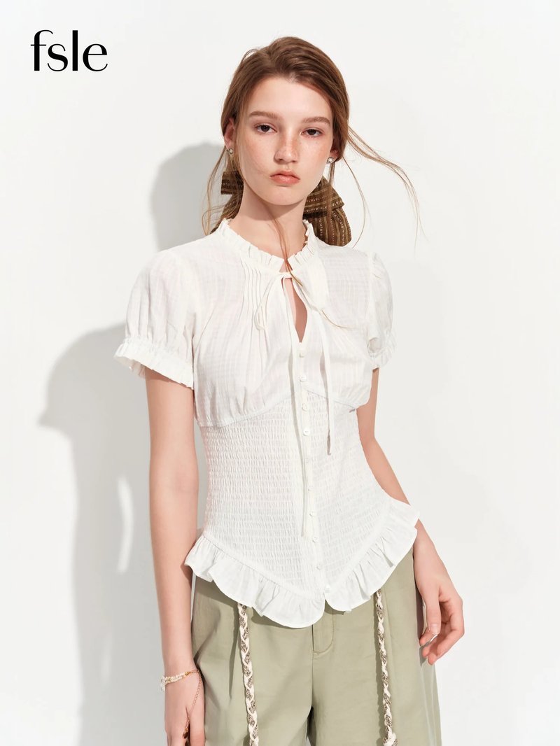Chic Ruffle Trim Summer Blouse