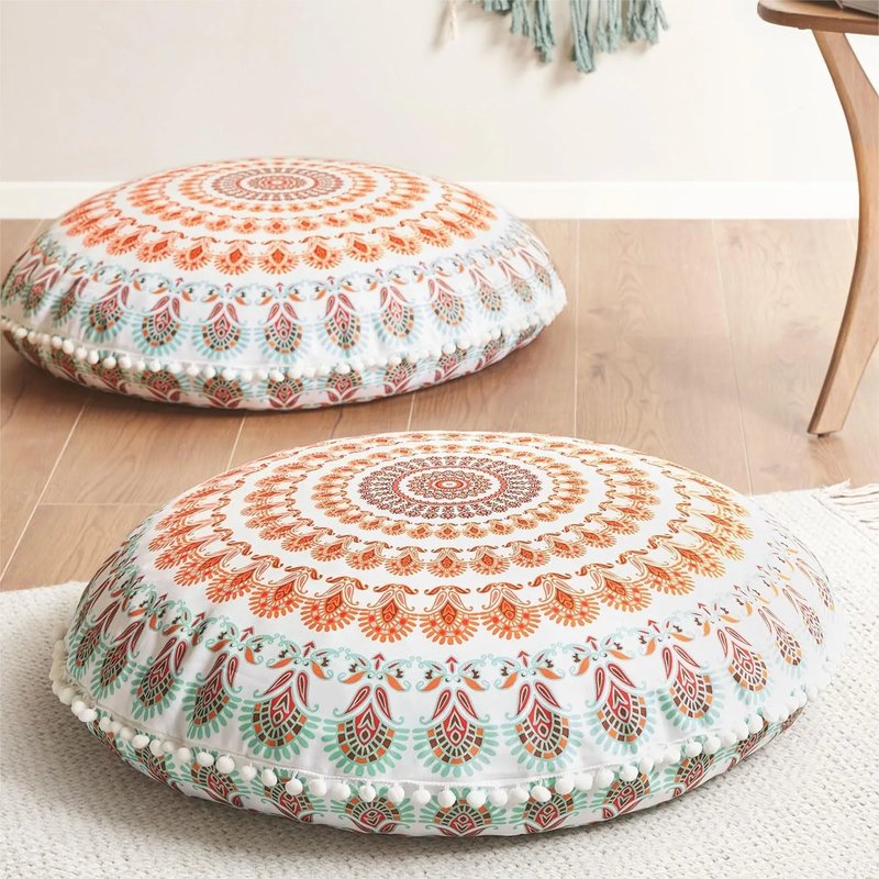 Boho Round Meditation Pillows - Set of 2
