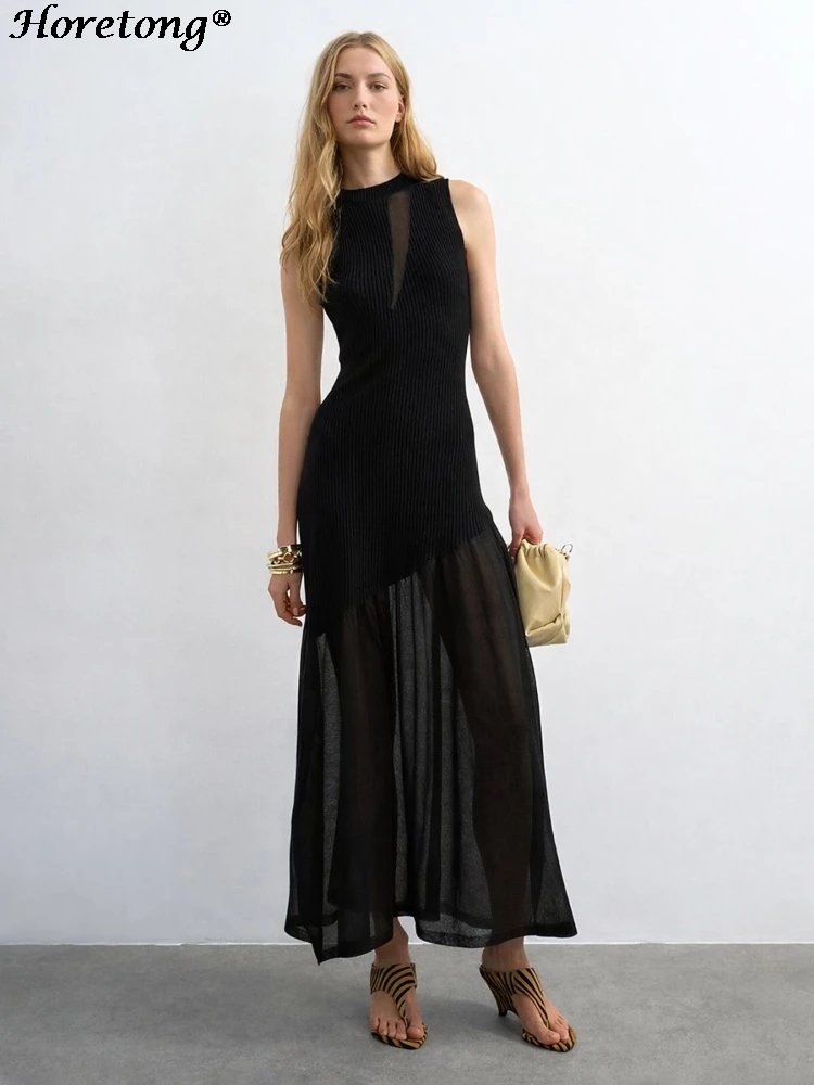 Elegant Summer Ribbed Maxi Dress