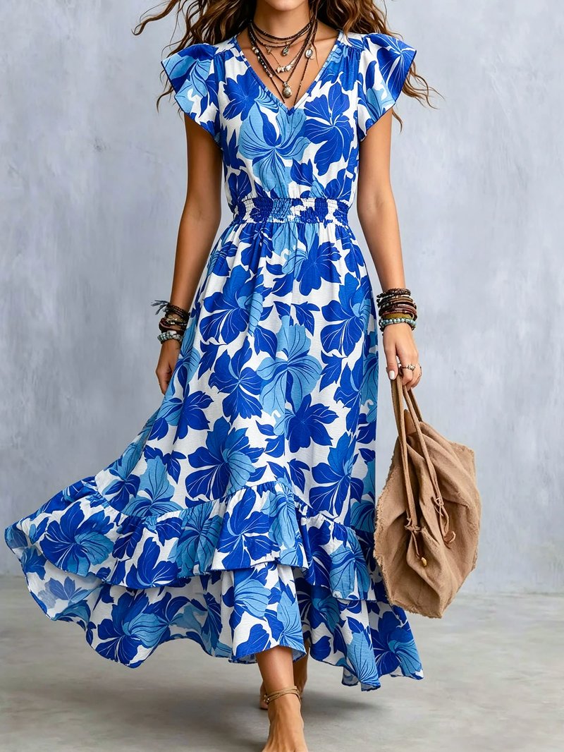 Boho Hibiscus Maxi Dress