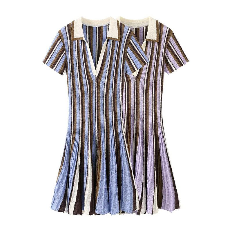 Chic Striped Polo Mini Dress
