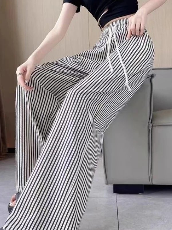 Chic High Waist Striped Pants