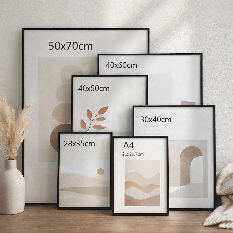 Modern Black Aluminum Picture Frame Set