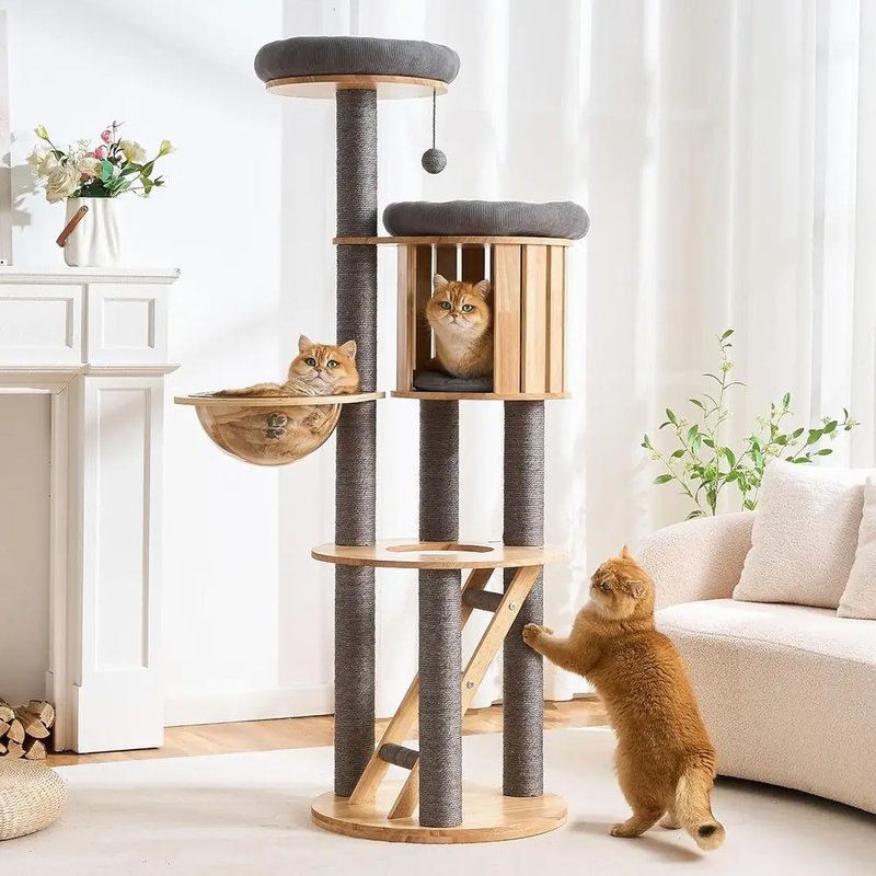 HITTITE Solid Wood Cat Tower