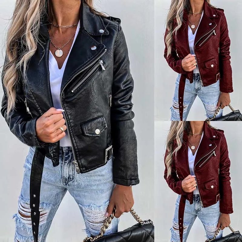 Stylish Women's PU Leather Jacket