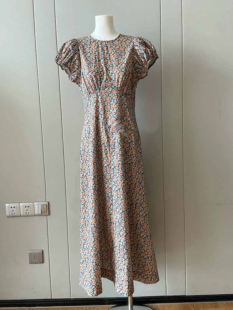 Floral Print Cotton Midi Dress