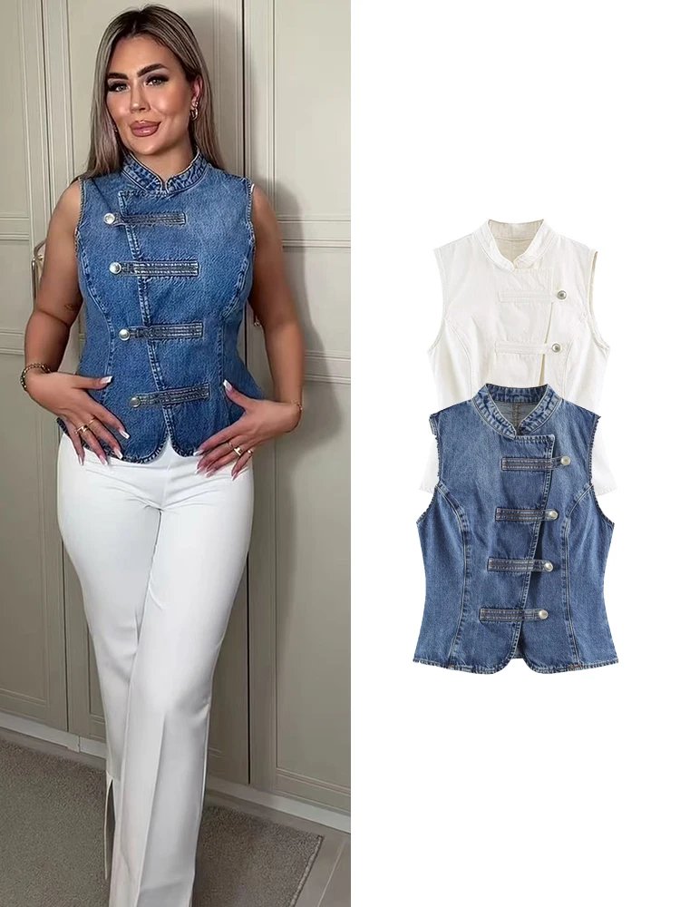 Stylish Women's Denim Crop Top