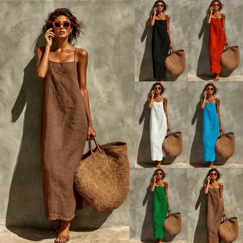 Bohemian Cotton Linen Maxi Dress
