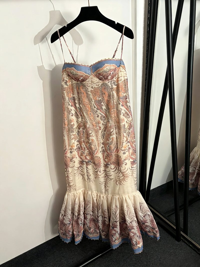 Retro Floral Print Mermaid Dress
