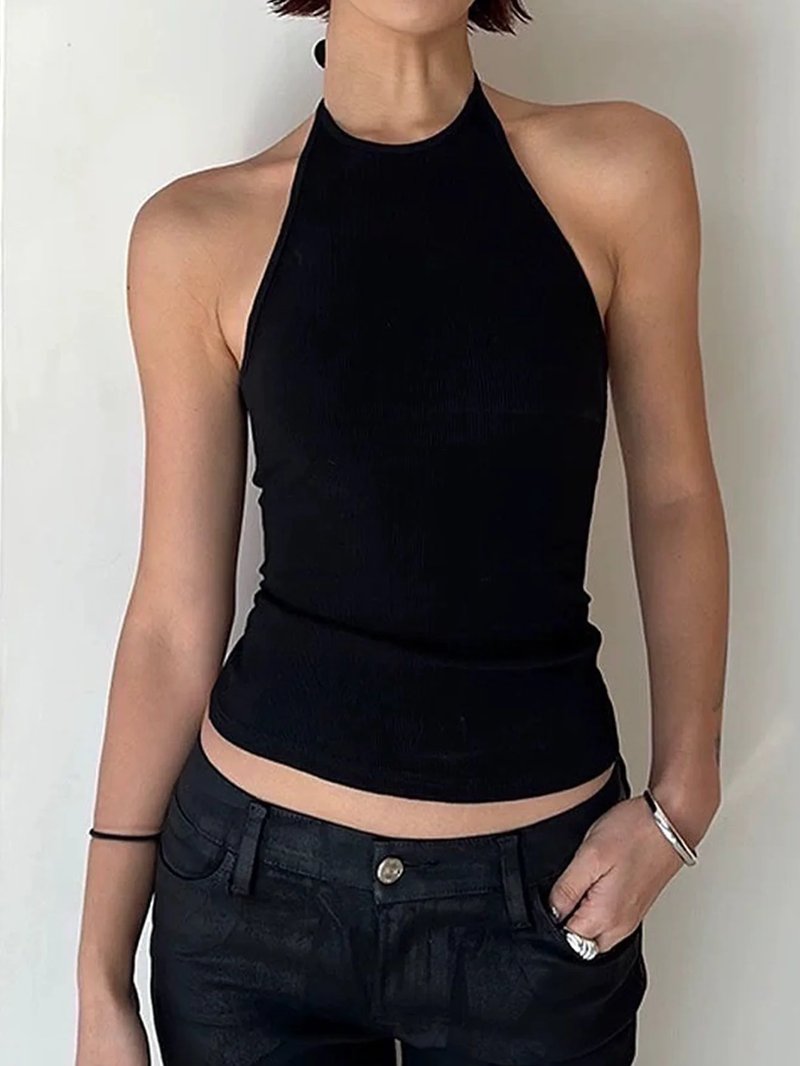 Chic Backless Lace-Up Halter Top