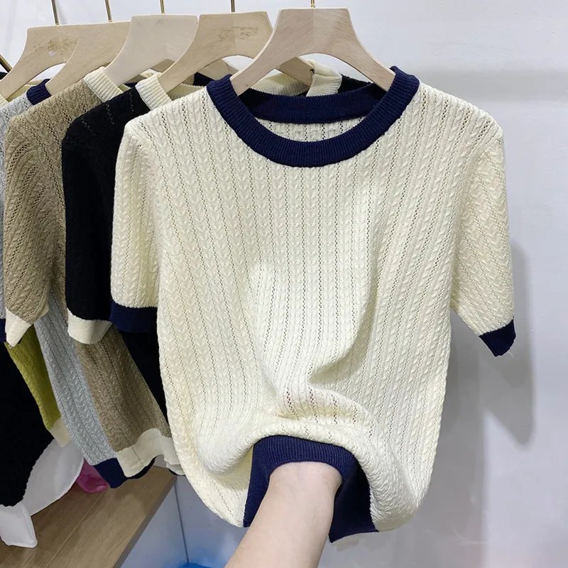 Chic Pointelle Knit Sweater Top