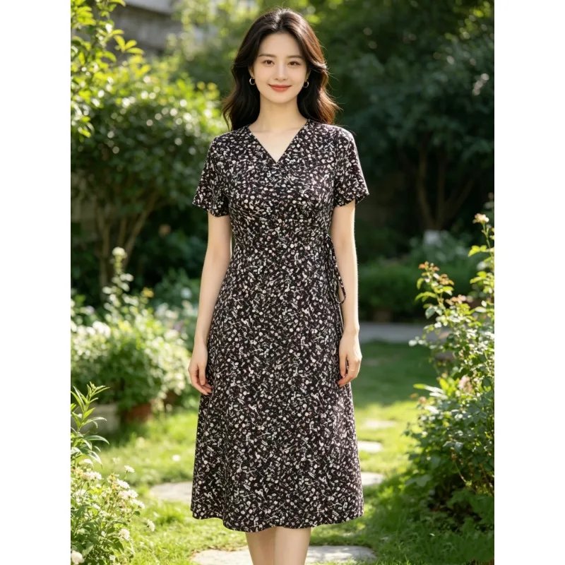 Floral Wrap Midi Dress for Women