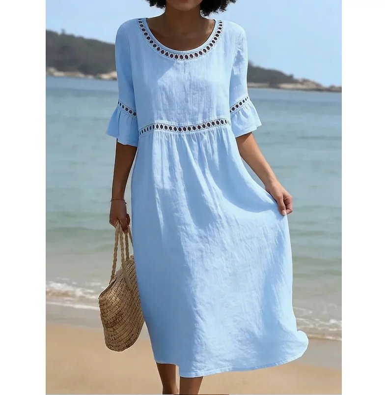 Summer A-Line Cotton Linen Dress